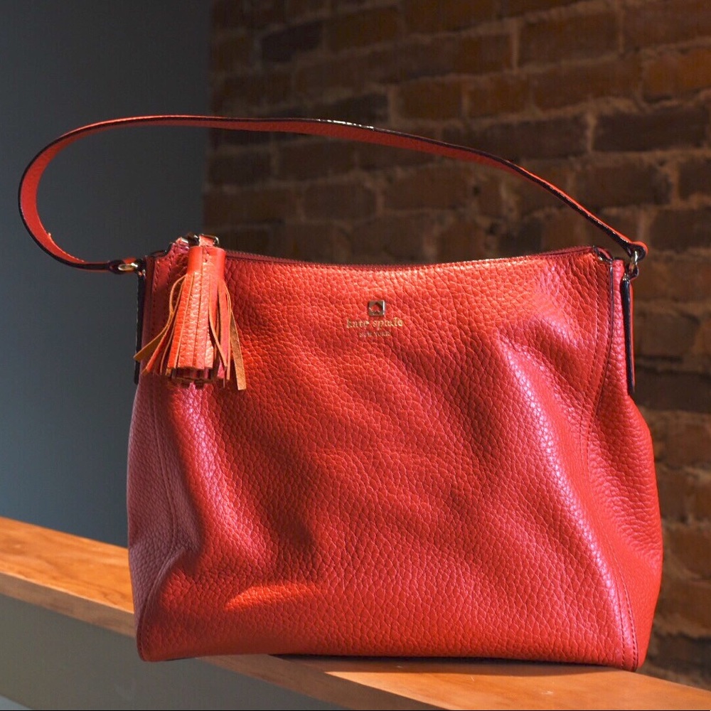 Kate Spade orange pebble leather shoulder bag